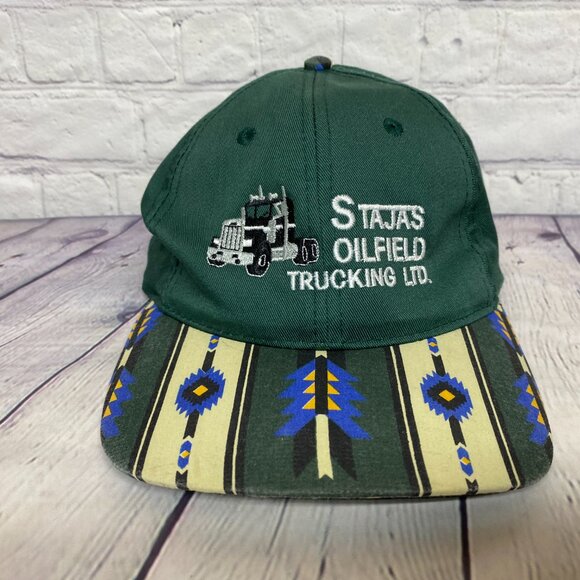 Vintage Trucker Hat Cap Strap Back Green STAJAS Oilfield Trucking Adjustable - Picture 5 of 8